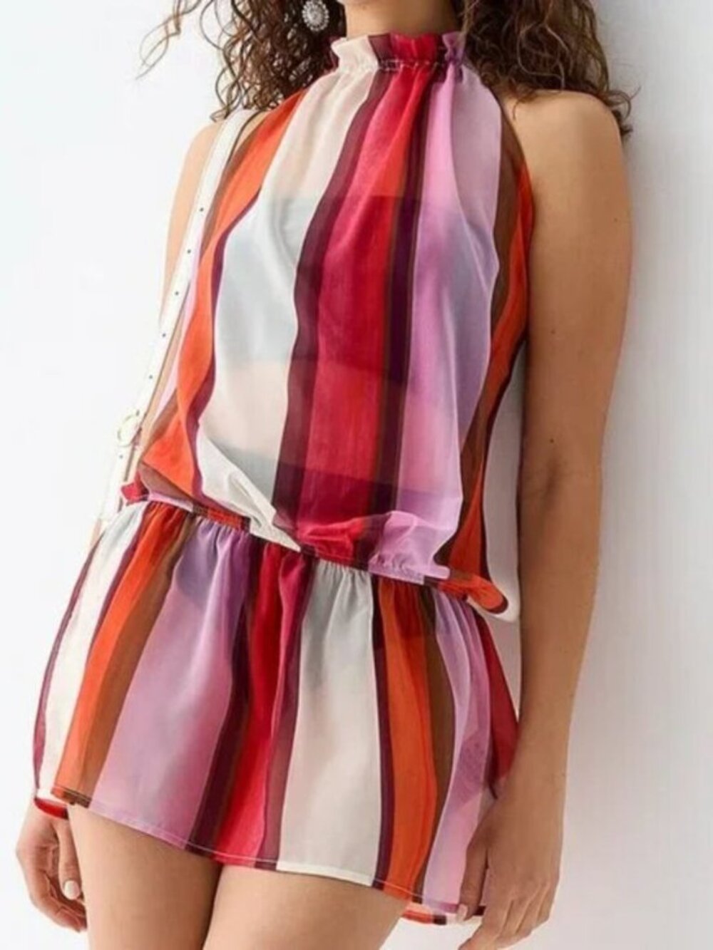 Motel Halter Strap Striped Dress